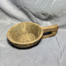 19th Century Handmade Wooden Bowl Scoop w/Handle Antique Primitive Native Americ picture