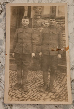 WW1 Real Photo Postcard Portrait Two Soldiers in Uniform Boots Unused 3.5 x 5.5 picture