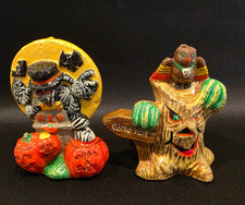 vtg Halloween Candles  1950s Lot Of 2 unused mummy bats pumpkin owl tree picture