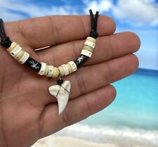Real Mako Shark Tooth Pendant Surfer Necklace for Men Boys Wood Beads Handmade picture