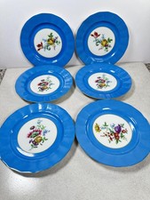 VTG Tressemanes & Vogt Limoges France Blue Gold Floral Medallion Salad Plates 6 picture
