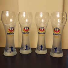 Erdinger Set of 4 Weissbier Frosted German Beer Soccer Ball 0.5L Glasses picture
