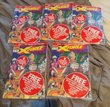 X-Force #1 1991  COMPLETE SET ALL 5 CARDS Sealed Polybags Marvel  Comic Deadpool picture
