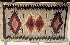 Antique 1890 Navajo Transitional Rug Eye-Dazzler Handwoven Native American 39x23 picture