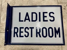 Rare MAGNOLIA GASOLINE Porcelain Flange Sign LADIES REST ROOM Original Texaco picture
