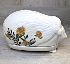 ANTHROPOLOGIE Nathalie Lete Marais Hedgehog Sculpted Floral Butter Dish & Cover picture