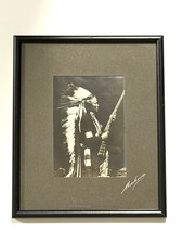 Vintage Native American Indian Framed Photograph of 