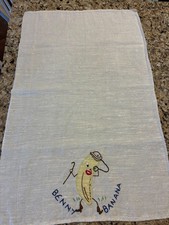 5 Vtg Anthropomorphic Embroidered Applique Fruit Dish Cloths Tea Towels Pristine picture