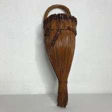 RARE Wall Pocket Long Leaf Pine Needle Basket Cone Primitive VTG 16in Hanger picture