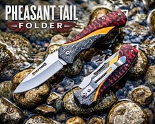 Pheasant Tail Folder Knife 3Cr13 Stainless Steel | Feather‑Pattern Handle picture