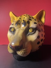 1983 Seymour Mann Ceramic Leopard Head Planter Vase Hollywood Regency 8