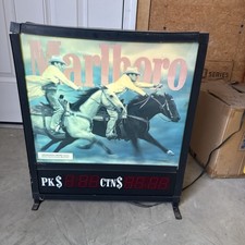 RARE VINTAGE 1996 MARLBORO DOUBLE SIDED ELECTRIC LIGHT UP SIGN WORKING picture