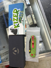 Kizer Drop Bear Folding Pocketknife Green G10 SS Drop Point Plain Button Lock picture