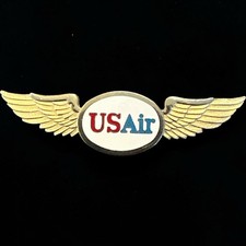 Vintage USAir US Air Airways Flight Attendant Pin Wings Type 1 Issue LG 2.5