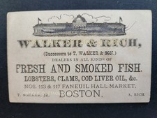1800s antique WALKER & RICH boston ma FISH MERCHANT business card trade ad picture
