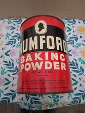 Vintage RUMFORD BAKING POWDER 5 lb Empty STORE Tin Can Pry Lid Advertising picture