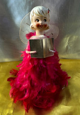 VINTAGE 1950's HOLT HOWARD CERAMIC CHRISTMAS FEATHER ANGEL CHIOR GIRL w/Foil Tag picture