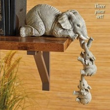 Cute Resin Elephant Family 3-Piece Figurine Set Mother & Baby Home Decor Gift.. picture