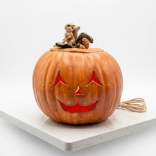 VTG Inspired Ceramic Lighted Jack O Lantern Pumpkin Halloween Decor 9.5