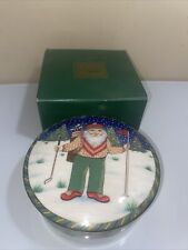 MIKASA North Pole Golf Collection Candy Trinkets Ceramic Dish Bowl w/Box Santa picture
