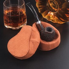 Portable Orange Leather Soft Sleeper Sofa Single Pipe Holder Pipes Display Stand picture