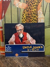 ANTIQUE C. 1915 UNCLE JOHNS SYRUP STORE DISPLAY SIGN GENERAL STORE KITCHEN DECOR picture