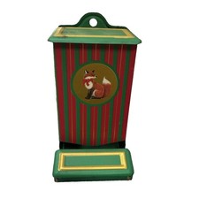 VINTAGE JASCO TIN MATCHSTICK HOLDER CHRISTMAS FOX picture