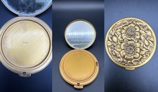 Vintage Tre Jur Repoussé Floral Powder Compact 1930s picture