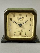 Vtg LUX SILVERTONE THERMO Wind Alarm Up Clock Peters Shoes Advertising - Works picture