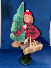 BYERS CHOICE LTD CHRISTMAS CAROLER - Woodsman with Xmas Tree & Firewood 1992 picture