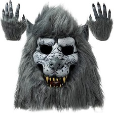 Werewolf Mask Costume Big Bad Bloody Howling Wolf Mask Claws with Bloodstains picture