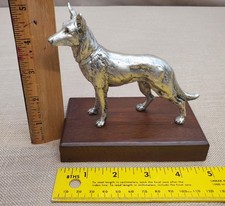 Vintage Weidlich Silverplate German Shepherd police working dog  wood base picture