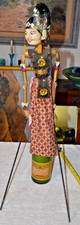 Vtg c1950s  Hand Carved & Painted Wooden Rod Puppet picture