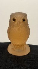 BEAUTIFUL SUMMIT ART GLASS SATIN OWL WITH GLASS EYES PAPERWEIGHT FIGURINE picture