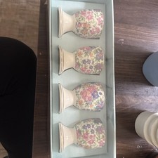 Grace's Teaware Porcelain Floral Gold Rimmed Pedestal Egg Cups Set(4) picture