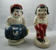 2 x Vintage MCM Ceramic Dutch Boy & Girl Salt & Pepper Shakers ~  4.0