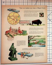 1950s Ethyl Corporation Oklahoma Travel Ad Woolaroc Tulsa Pioneer Woman picture