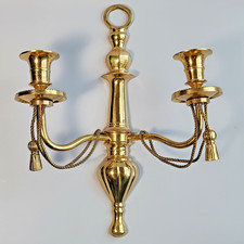 Vintage Hollywood Regency Style Solid Brass Wall Mount  Sconce Candle Holder picture