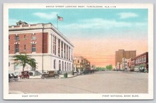 Tuscaloosa AL Broad Street Post Office First National Bank Vintage Postcard picture