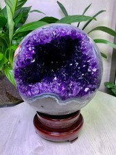20.02LB Rare Top Natural Amethyst Geode Start Smile Quartz Crystal Ball Mineral picture