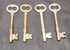 4 Vintage CORBIN Solid Barrel Skeleton Keys Approx 2 3/4