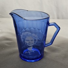 Vintage Cobalt Blue Glass Shirley Temple Pitcher Creamer 4