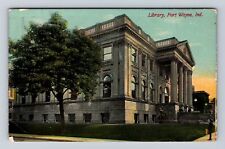 Fort Wayne IN- Indiana, Library, Antique, Vintage Souvenir Postcard picture