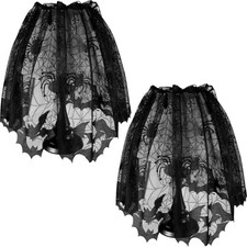 2 Pieces Halloween Spider Web Lamp Shade Cover Lace Cobweb Topper picture