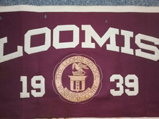 Vintage Loomis School 1939 Wool Felt Leather Pyrography Banner VGC 17