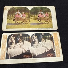 Antique Stereo view Cards 2 Children Worn Cards One Taped And Ingersoll picture