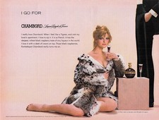 Vintage Chambord Liqueur Royale de France Magazine Ad sexy woman long legs fur picture