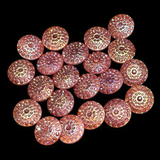 21  sparkling PINK glass buttons  MOONGLOWS  w raised iridescent dots  picture