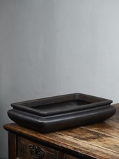 Large Yixing Zisha Bonsai Pot Marked Bronze Clay Shallow Rectangle Planter 15.4