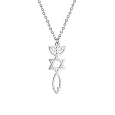 VASSAGO Stainless Steel Messianic Seal Necklace Jesus Fish Ichthys Pendant picture